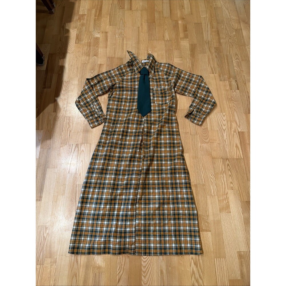Vtg Easy On Open Back Cotton Flannel Nightgown Costume / Adaptive Wheelchair Bed